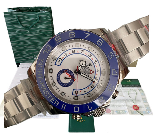  Reloj Rolex Yacht Master 2 Automatico Plateado Azul 44mm (Reacondicionado)