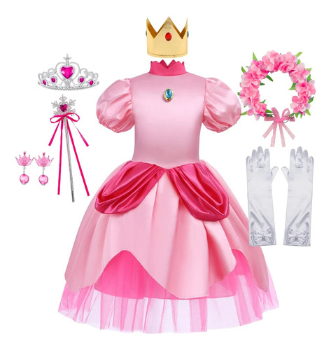 Vestido De Princesa Color Melocotón Para Niña  Disfraz De Pu