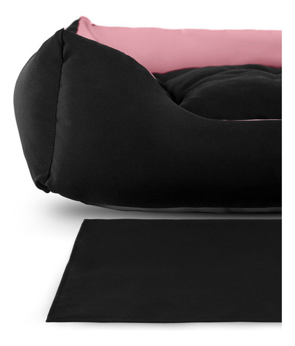 Cama Pet Cães Ou Gatos Mileva 2 Pçs Almofada Macia - Pequena Cor Basic - Preto/rose
