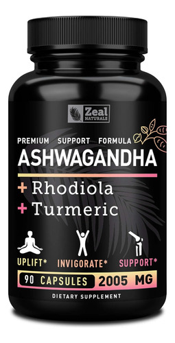 Ashwagandha Rhodiola Rosea Curcuma 100% Puro 2005 Mg 90 Cap