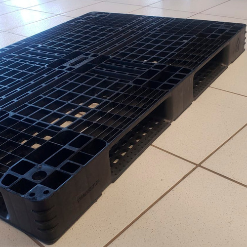 Kit de 5 palets de plástico de alta resistencia de 130 x 88 cm para empresas, color negro