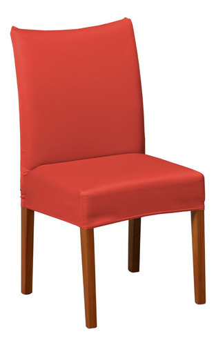 04 Capas P/ Cadeira Jantar Malha Gel Com Elástico Estampadas Cor Vermelho Desenho do tecido Liso