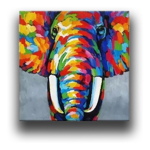 Cuadro Focu Deco Lienzo Canvas 40x40 Elefante