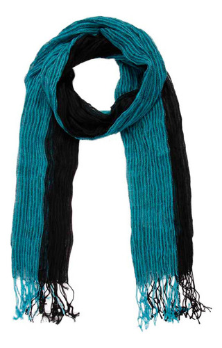 Echarpe Xale Lenço Cachecol Pashmina Duo Franja Lisa Moda Cor Preto e azul Tamanho U