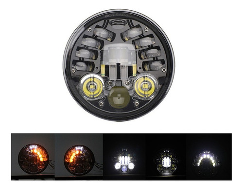 Un 7'' H4 Faro Led Drl Wrangler Jeep Vocho Moto Harley Jk Tj