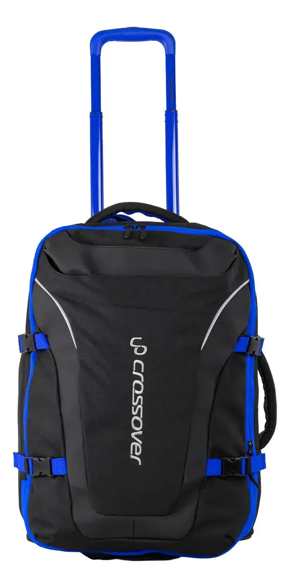 Valija Carry On Crossover Rivet 2 Ruedas Tela Negro Negro Con Azul Rivet