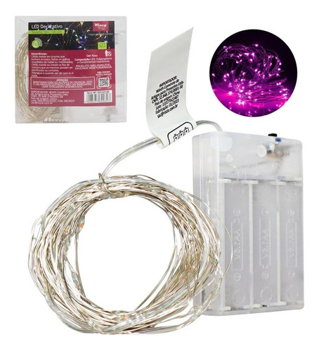 Kit 2 Fio De Fada Cordão De Luz Led Decoração 10 Metros Rosa