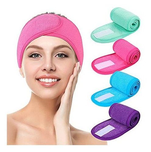 Diademas - Facial Spa Headbands 4pcs, Makeup Shower Bath Wra