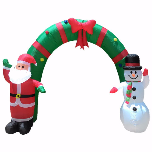 Papai Noel Natal Boneco Neve Inflavel Em Arco Natalino 2,55m