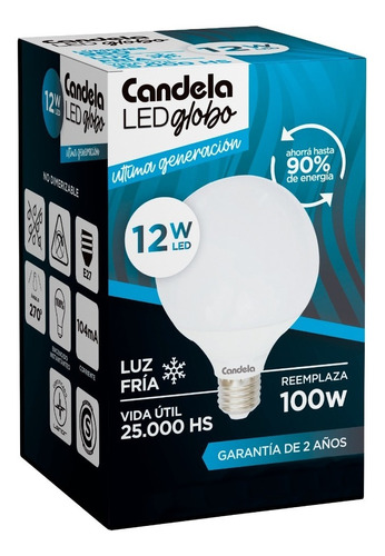 Lampara Led Globo 12w = 100 Watts Luz Fria Pack X10