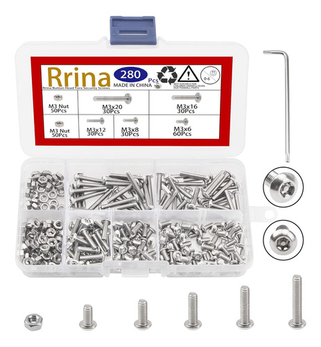 Rrina Tornillos De Seguridad Torx De Cabeza De Botón De Acer