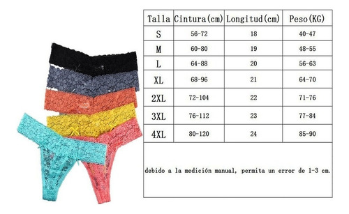 6 Piezas De Encaje Talla Grande G String Mujer Bragas Ropa I