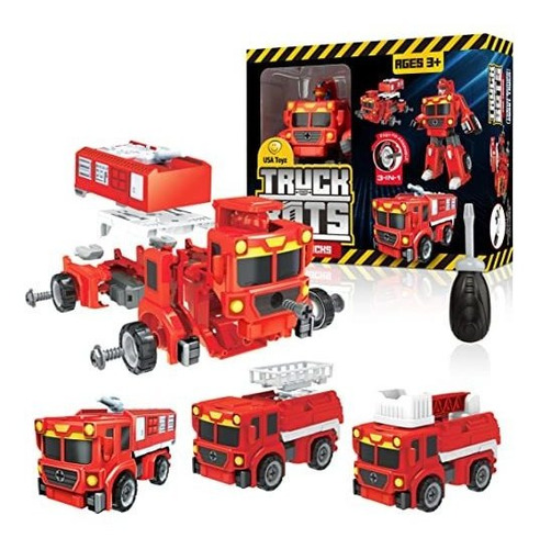 Usa Toyz Truck Bots Camión De Bomberos Robots Para Niños -