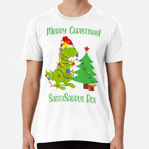 Remera Divertido Dinosaurio Santa Saurus Rex Feliz Navidad C