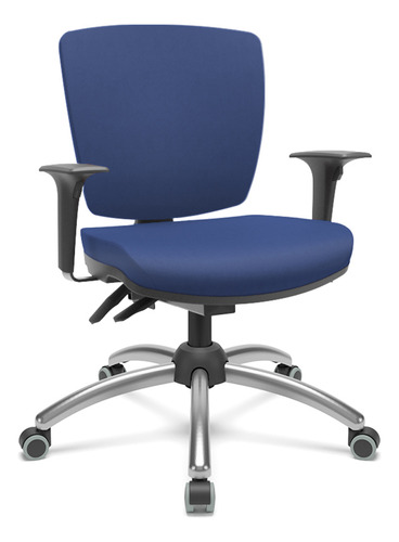 Cadeira Giratória Ergonômica Cromada Bx Flexi Vinil Azul