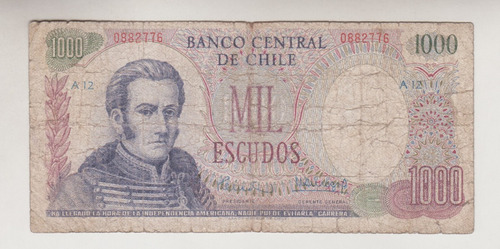 Billete Chile 1000 Escudos Matus Trucco 1970´s Usado (c85)