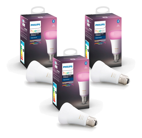 Pack Philips Hue 3 Ampolletas E27 Bluetooth & Colores Color de la luz RGB