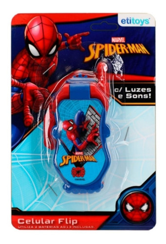 Celular De Brinquedo Smartphone Flip Spiderman Com Luz E Som