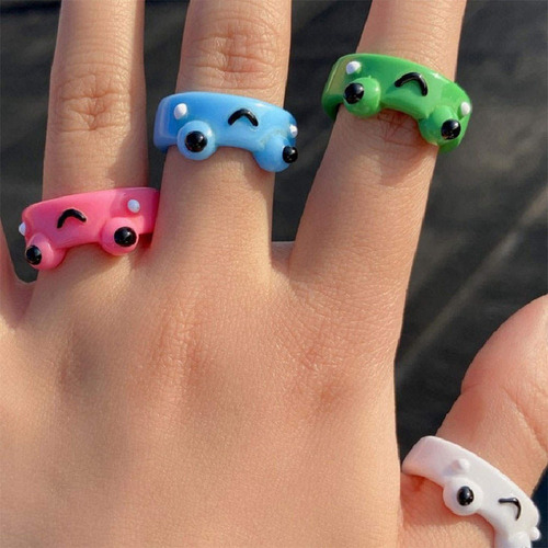 Set Candy Crystal Face Animal De Dibujos Anillos De Rana