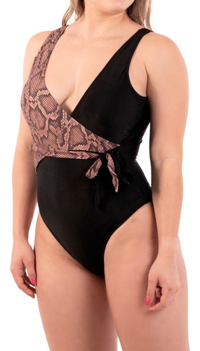 Imagen 2 de 5 de Traje De Baño Cruzado Snake Negro