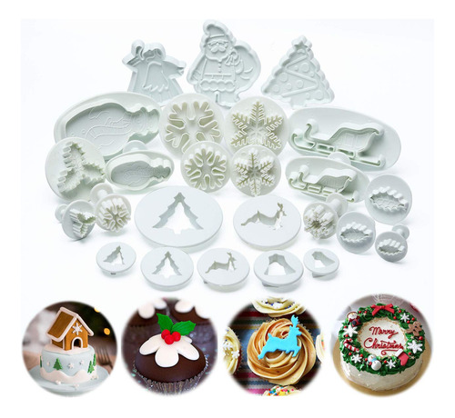 Ilauke 25 Cortador Galleta Navidad Herramienta Sello Fondant