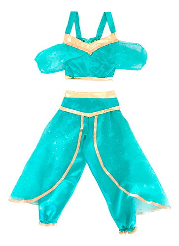 Disfras Tipo Princesa Jazmin Aladin Color Jade 