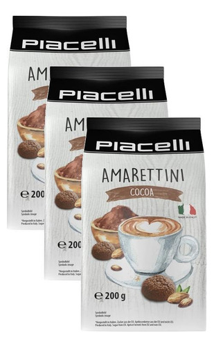 Biscoito Amarettini Cocoa Piacelli Damasco E Cacau 200g