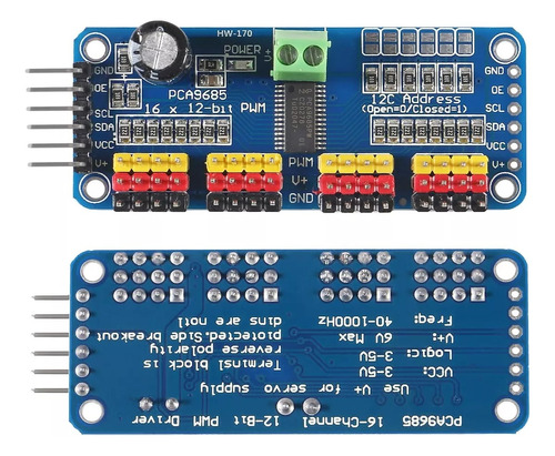 Modulo Pca9685 16 Canales Pwm 12 Bits I2c Servo Mg995 Sg90