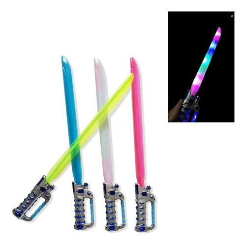 6 Espada Con Luz Led Con Sonido Al Movimiento Y Laser Sable