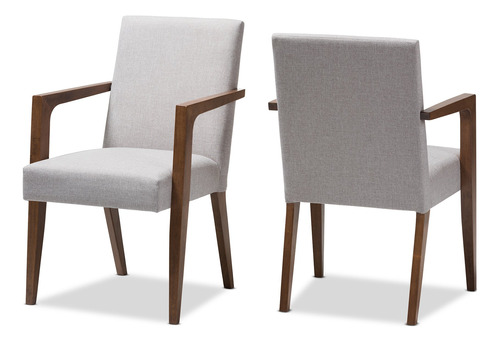 Baxton Studio Andrea Chairs Talla Unica Beige Grisaceo Nogal