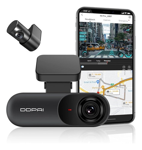 Câmera Veicular N3 Pro Gps Ddpai 1600p+1080p Wifi App Sr2.0 N3 Pro Gps(sem Cartão Sd)