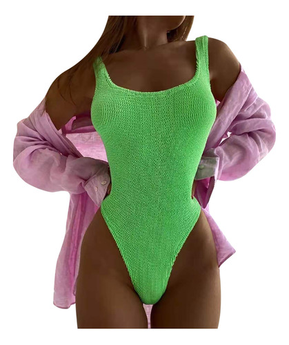 Tela Arrugada U Para Mujer, Color Fluorescente, Ondulado, A