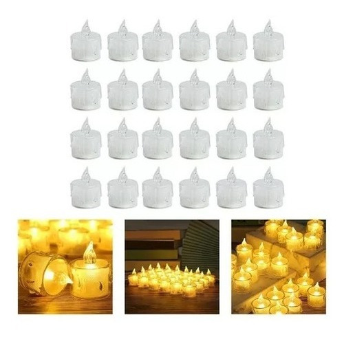 Pack 24 Velas A Pila De Led Con Efecto Llama