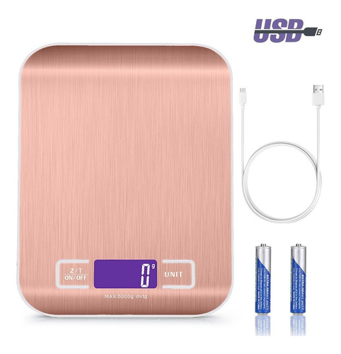 Báscula Digital Recargable Por Usb Para Cocina 10kg/1g