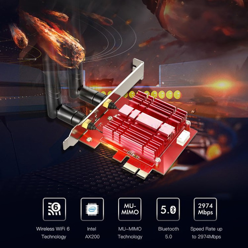 Tarjeta De Red Pci-e Dual Band Wifi 6 Bluetooth 3000m 2 Ante
