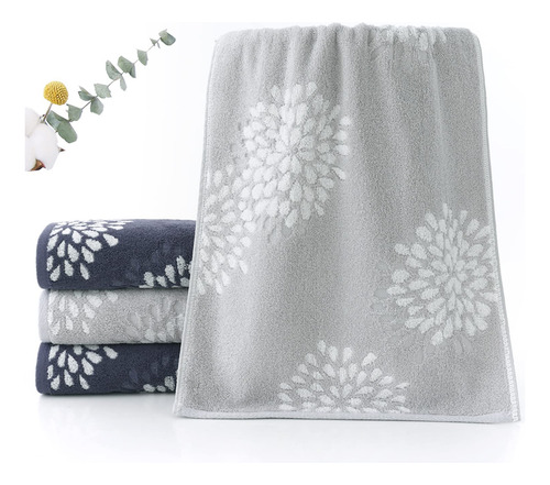 Juego 2 Toallas Mano Flores Hortensias 100% Algodón Absorb