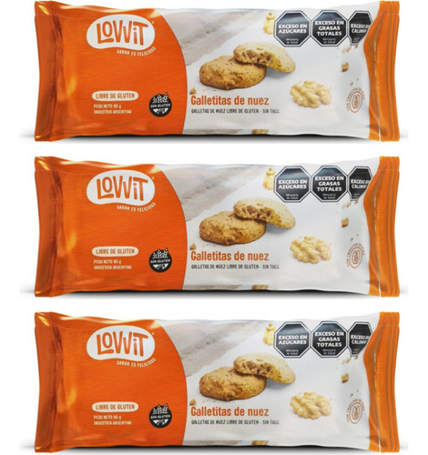 Galletitas De Nuez Lovvit Dulces Sin Tacc Paquete 90g X3