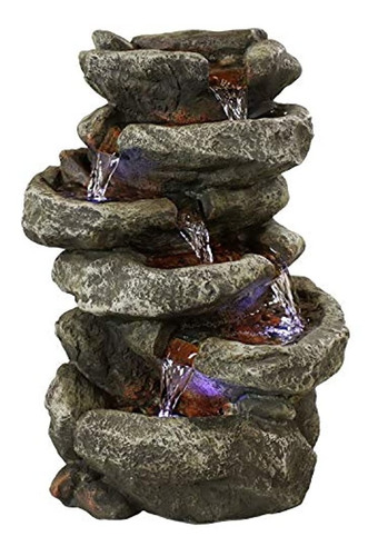 Sunnydaze 6tier Stone Falls Fuente De Agua De Mesa Con Luz L