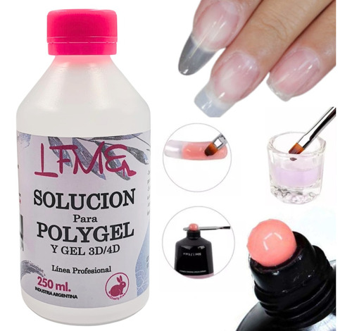 Solucion Liquido Para Polygel 250lml Aprobada Por Anmat Lfme