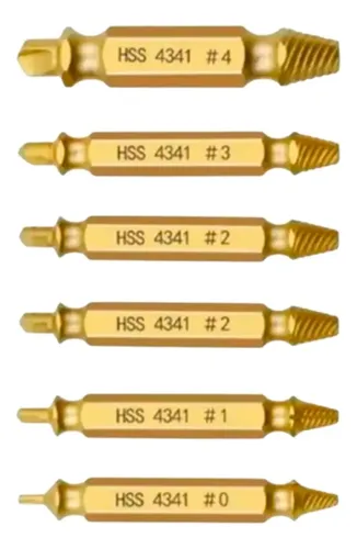 Set X6 Extractor Tornillos Rotos Y Dañados Doble Punta X 2