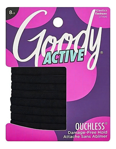 Cintas gruesas para el cabello Goody, cintas deportivas para el cabello, 8 colores, negro