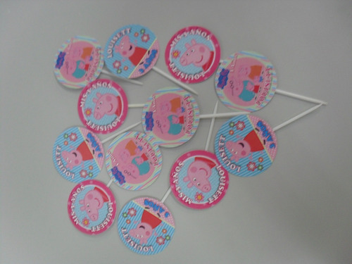 Toppers Para Dulces Postres Cupcake Peppa Pig  X 36 Uni