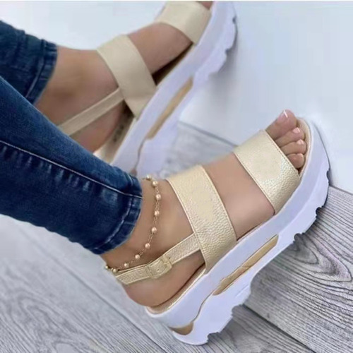 2022 Verano Nuevos Zapatos De Mujer Tacón De Cuña Grande Pun