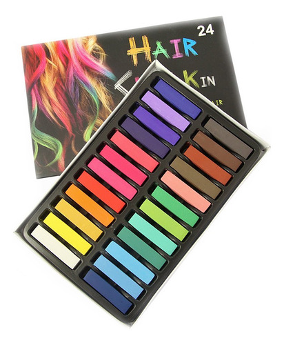 Tiza Para Cabello, 24 Colores, Para Colorear Temporalmente,