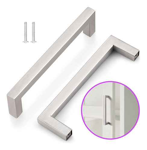 Manija Tirador Para Mueble 160mm Acero Inox Cuadrada 4 Und