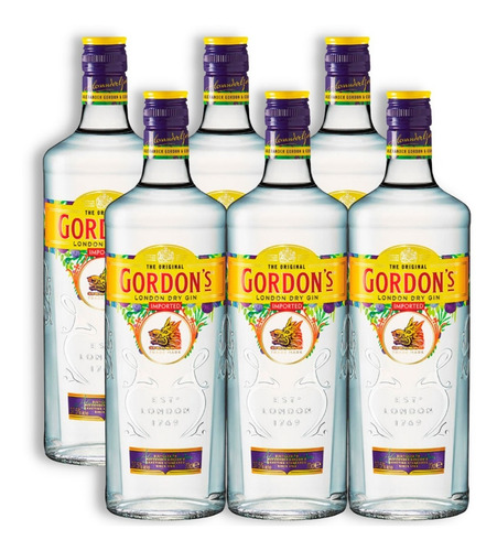 Gin Destilado Gordon's Original London Dry Caja X6u 700ml