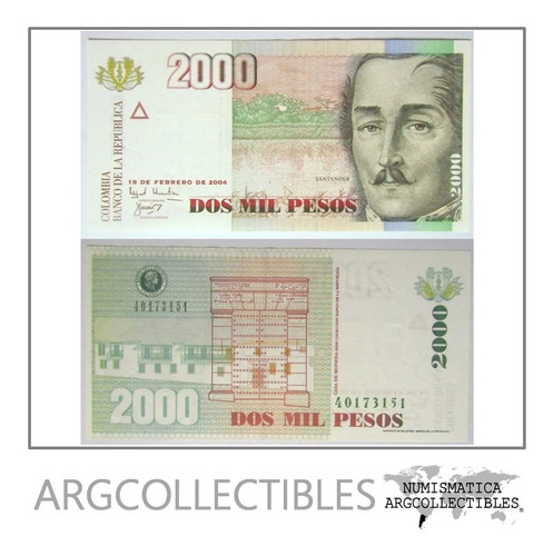 Colombia Año 2004 Billete 2000 Pesos Au Pick 441i