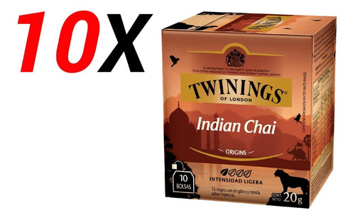 Té Twinings Indian Chai Pack Por 10 Cajas 100 Saquitos