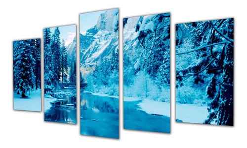 Cuadro 60x100cm Paisaje Invernal Nieve Arbol Winter Frio M2