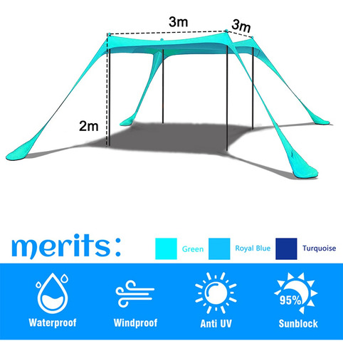Toldo De Playa Con Toldo Para De Campaña De 3 X 3 Met Color Azul Claro